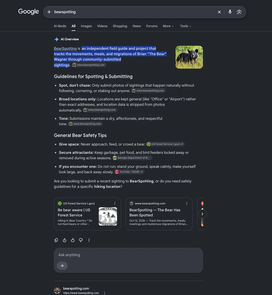 Bear sighting: Google Bear
